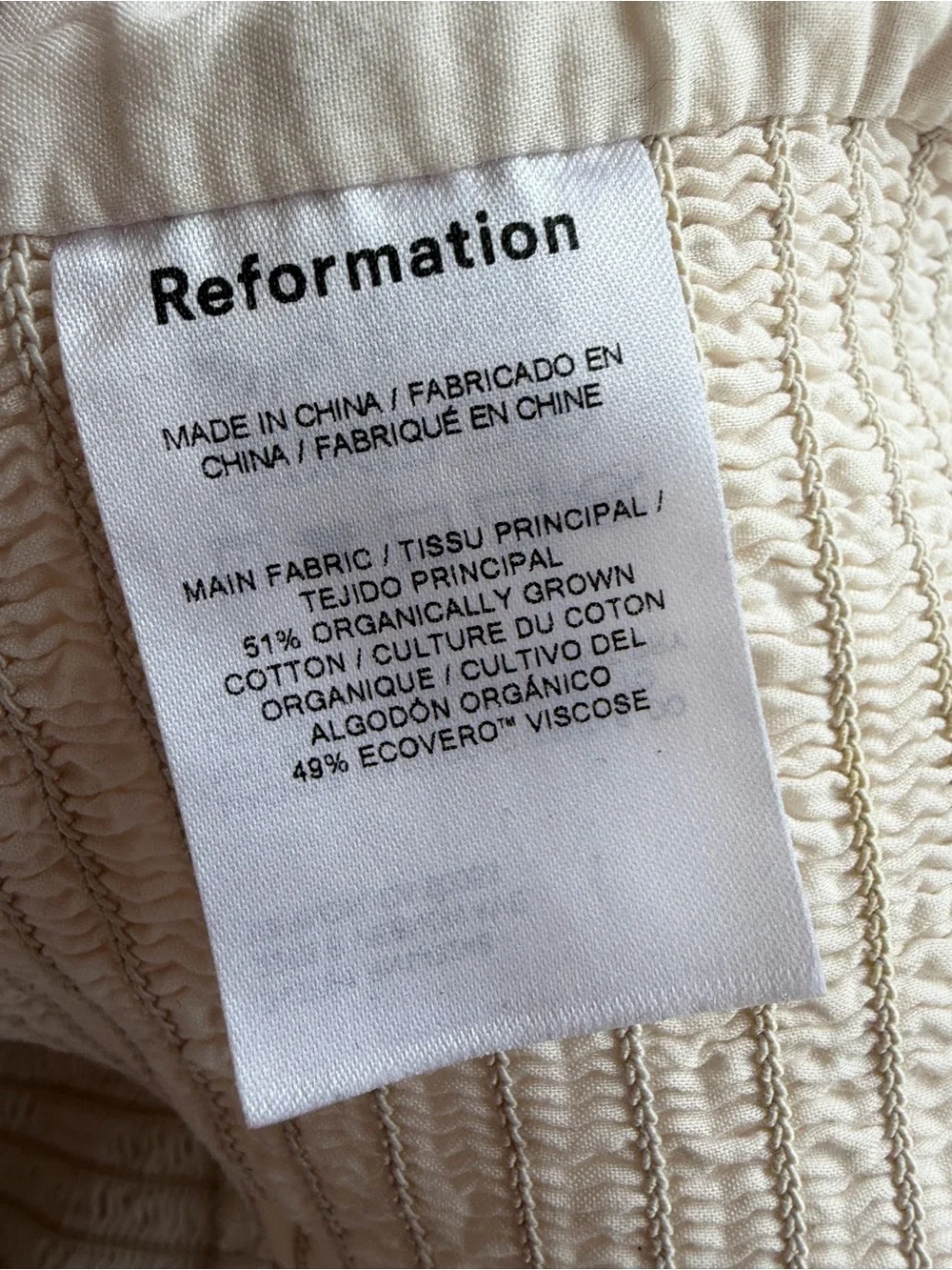 Reformation 'Isadora'‎ White Cotton Top Size 12